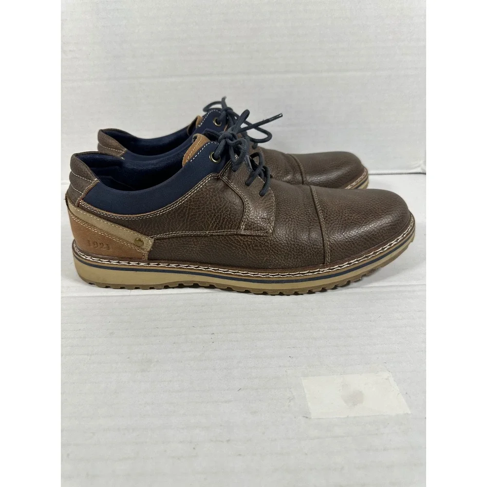 Freeman Mens Brown Faux Leather Oxfords Lace Up‎ Comfort Dress Shoes Size 10M
